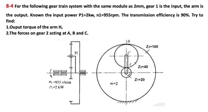 Solved 8-4 For the following gear train system with the same | Chegg.com