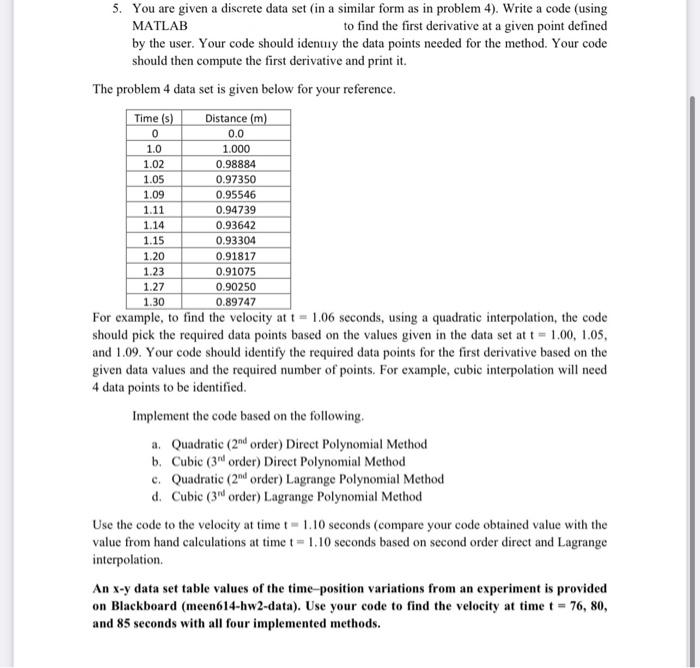 Solved 5 you are given a discrete data set in a similar chegg