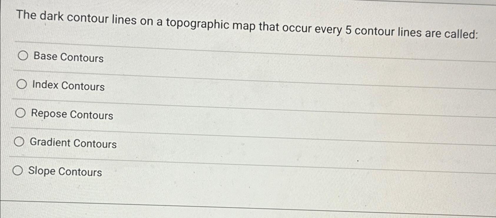 Solved The dark contour lines on a topographic map that | Chegg.com