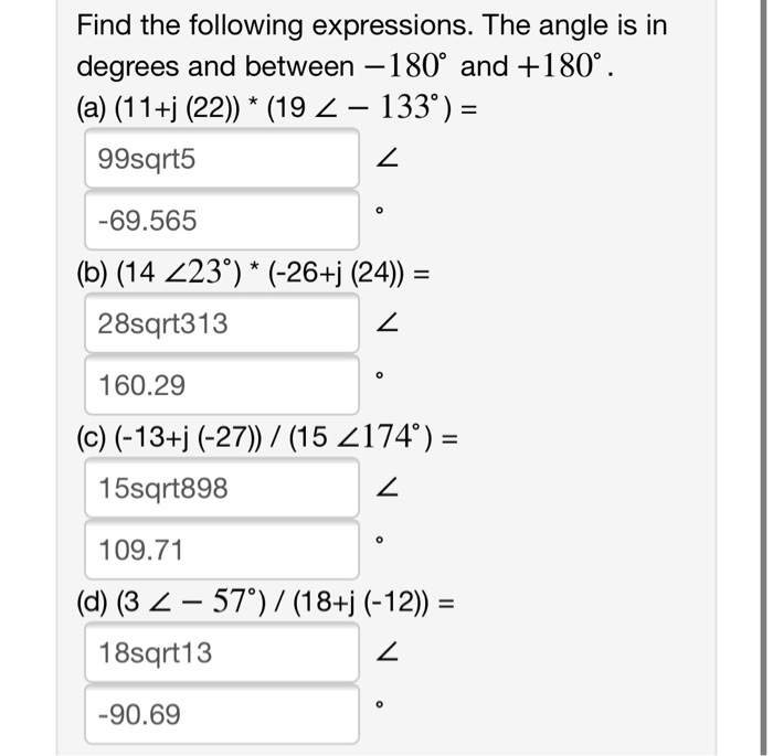 Solved Find the following expressions. The angle is in | Chegg.com