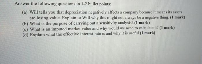 Solved Answer the following questions in 1−2 bullet points: | Chegg.com