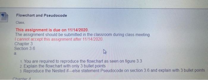 Solved Flowchart and Pseudocode Class, This assignment is | Chegg.com