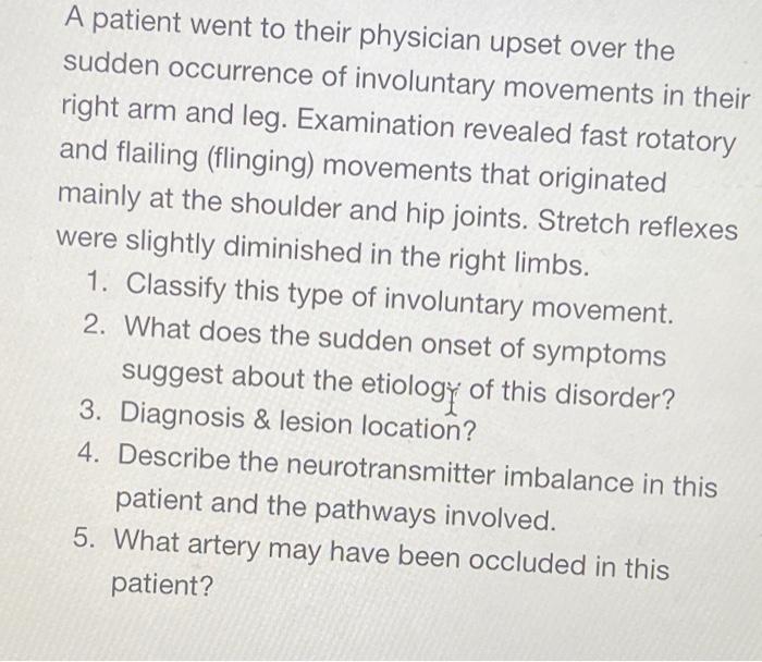 Solved A patient went to their physician upset over the