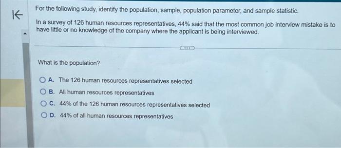Solved For the following study, identify the population, | Chegg.com