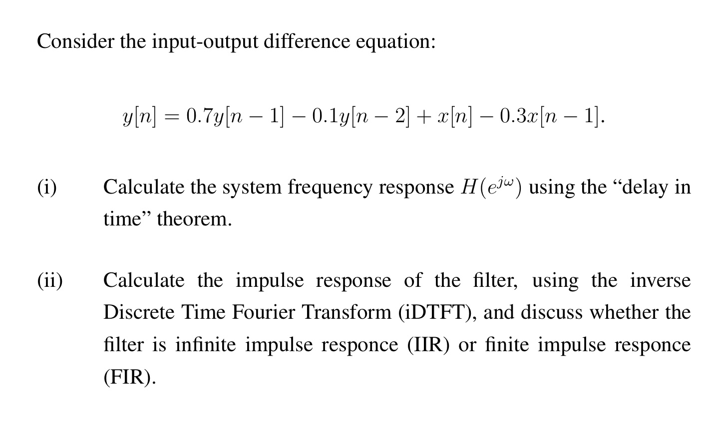 Solved Consider the input-output difference | Chegg.com
