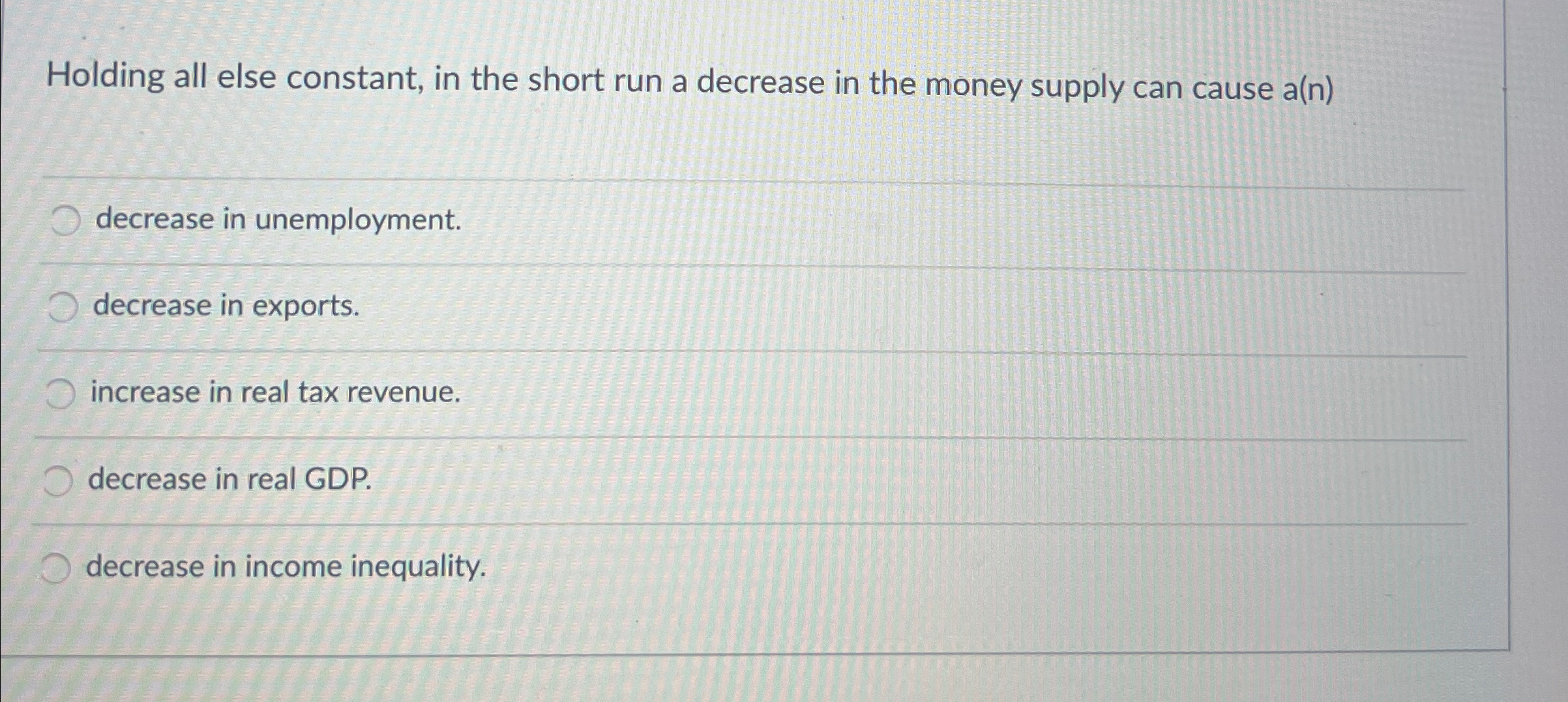 Solved Holding all else constant, in the short run a | Chegg.com