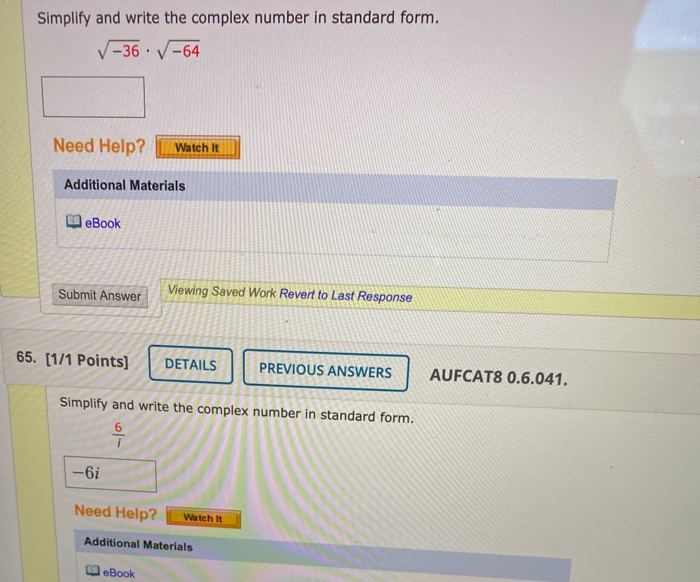 Solved Simplify and write the complex number in standard | Chegg.com