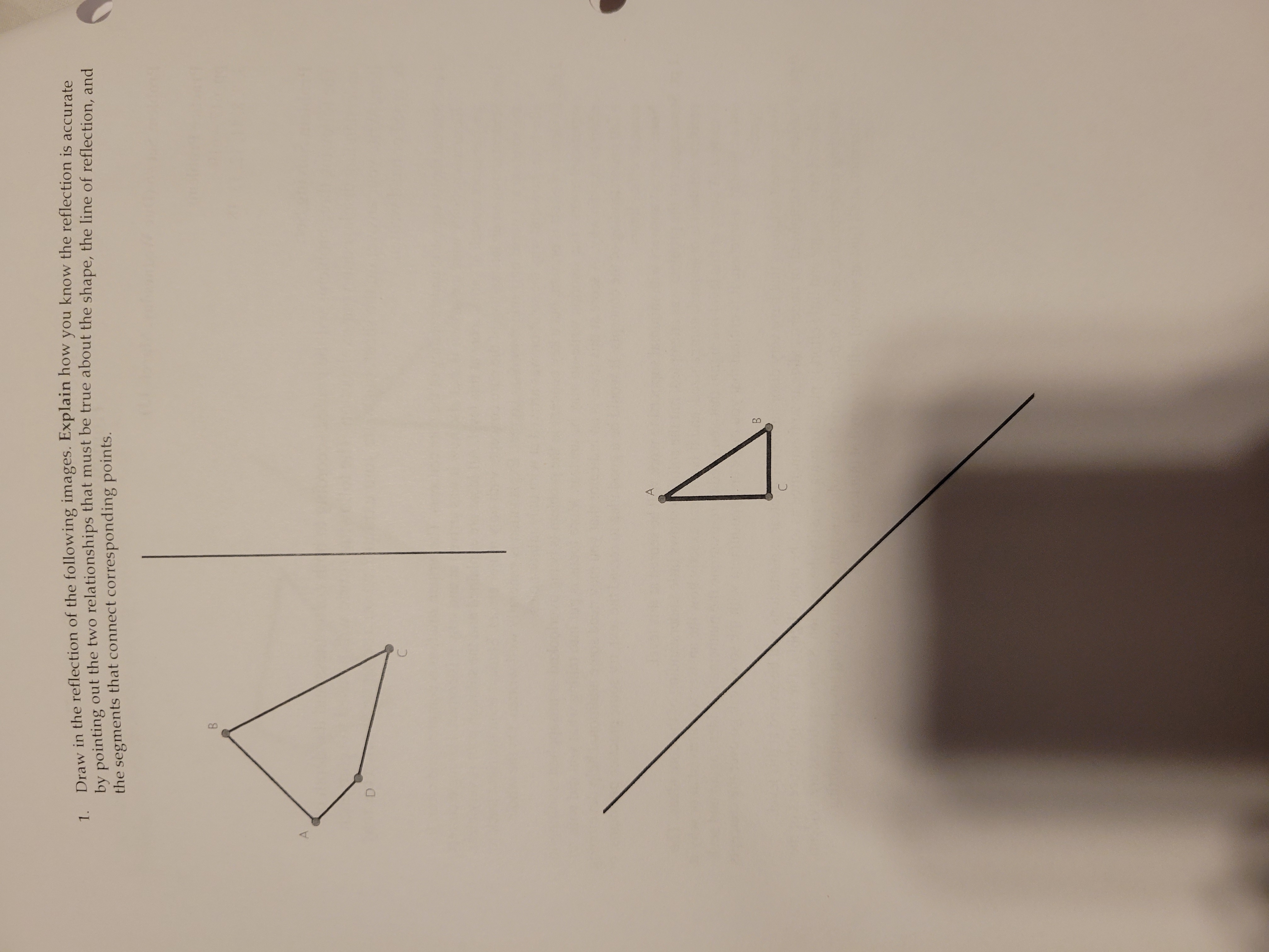 Solved Draw in the reflection of the following images. | Chegg.com