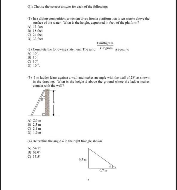 Solved 1 In a diving competition a woman dives from a Chegg