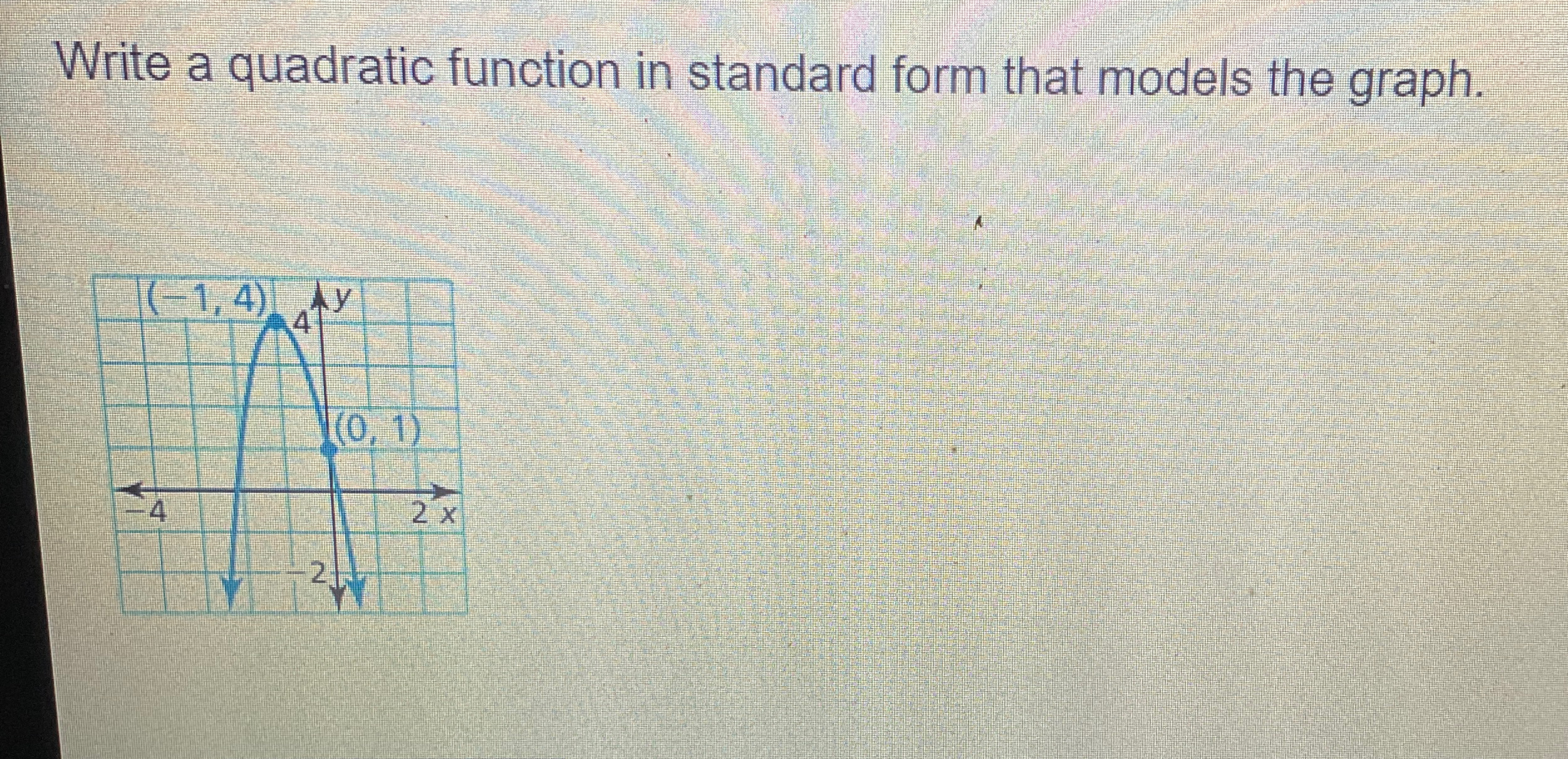 Solved Write a quadratic function in standard form that | Chegg.com