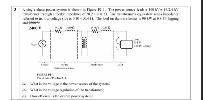 Solved A single-phase power system is shown in Figure P2-1. | Chegg.com