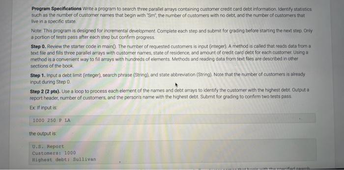 Solved Program Specifications Write a program to search | Chegg.com