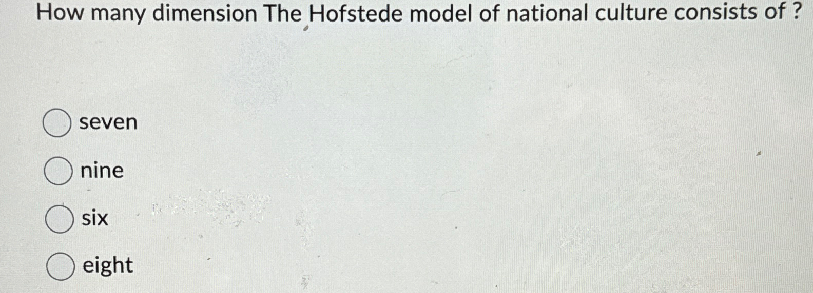 Solved How many dimension The Hofstede model of national | Chegg.com