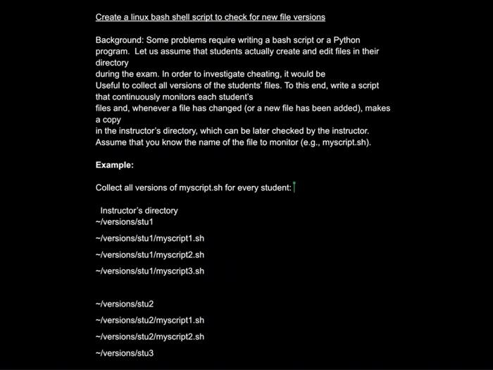 Solved Create a linux bash shell script to check for new | Chegg.com