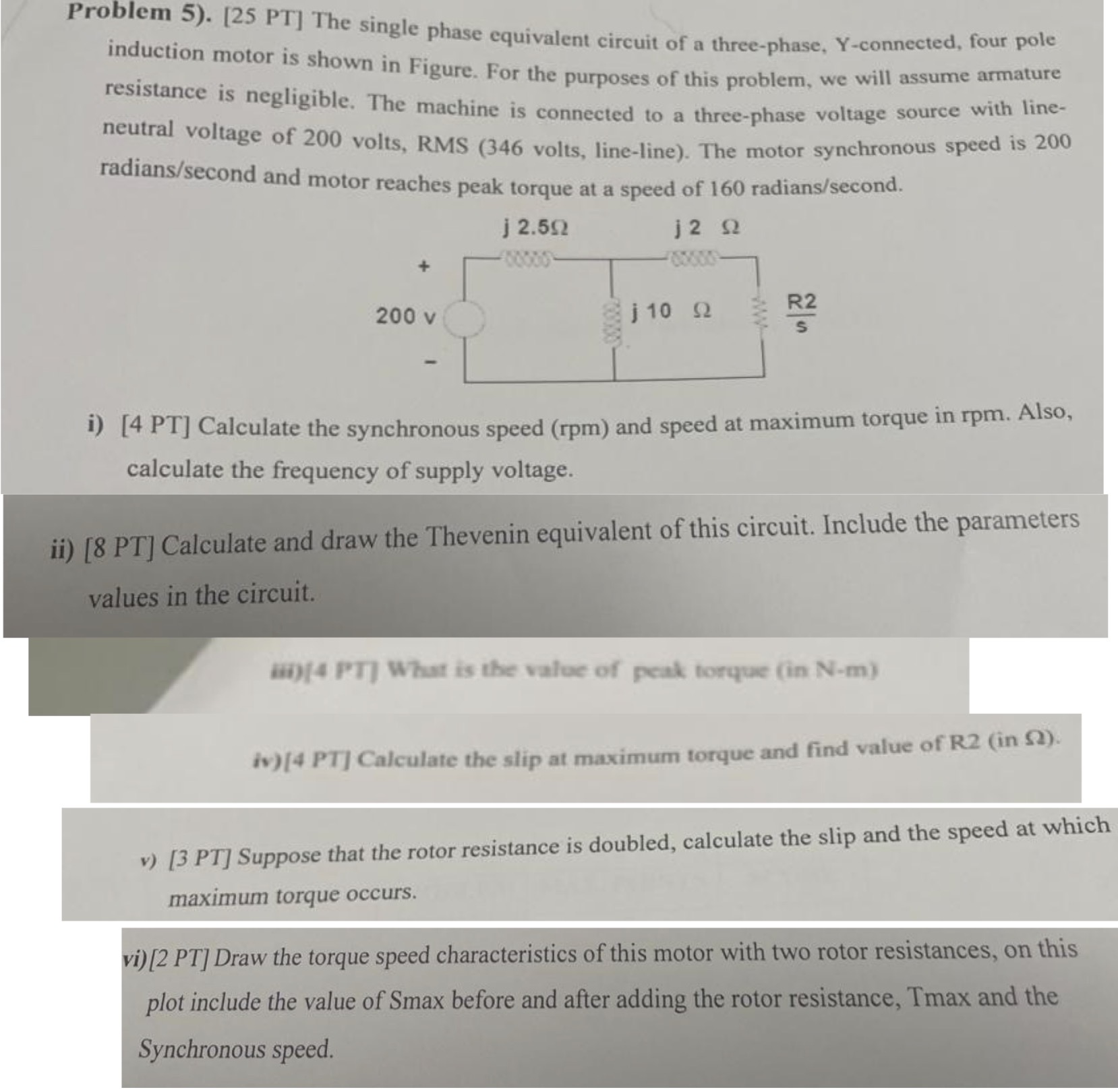 Solved i)The single phase equivalent circuit of a | Chegg.com