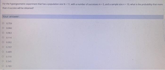 in statistics hypergeometric experiment