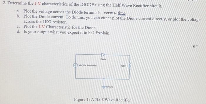 Solved 2. Determine The I-V Characteristics Of The DIODE | Chegg.com