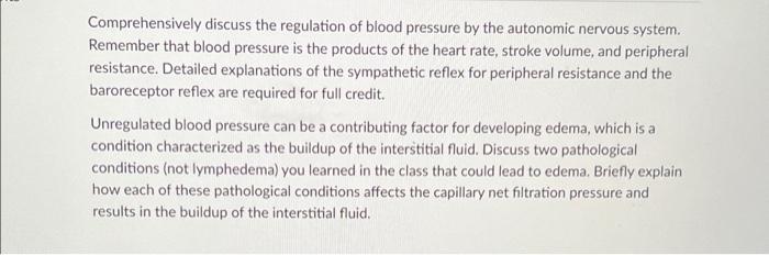Solved Comprehensively discuss the regulation of blood | Chegg.com