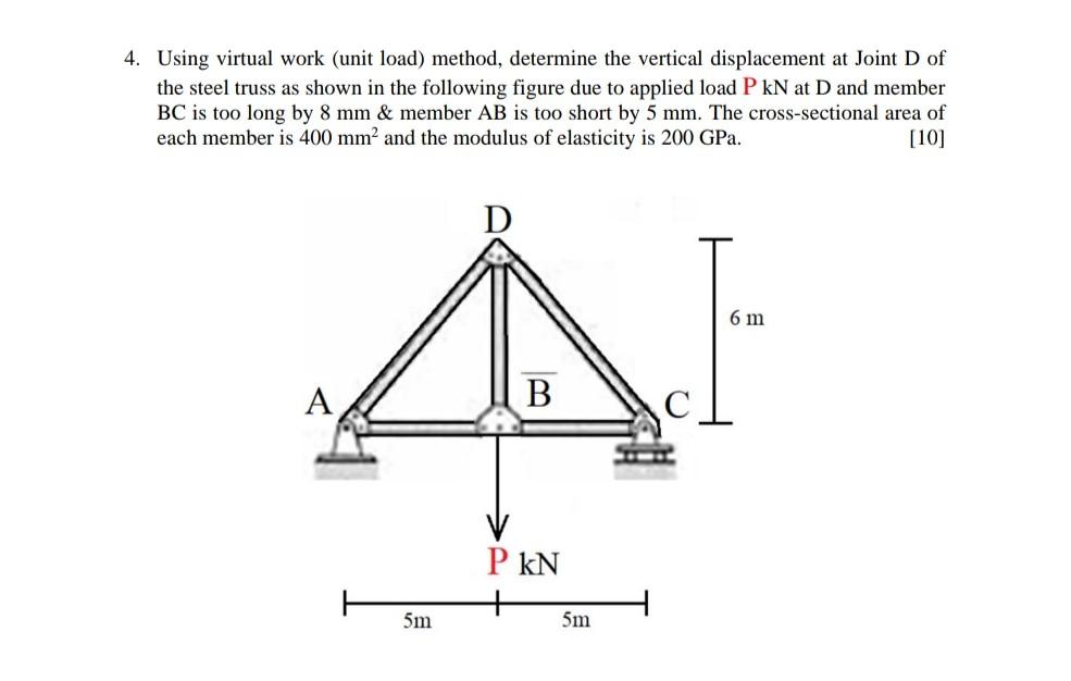 Solved 4. Using virtual work (unit load) method, determine | Chegg.com