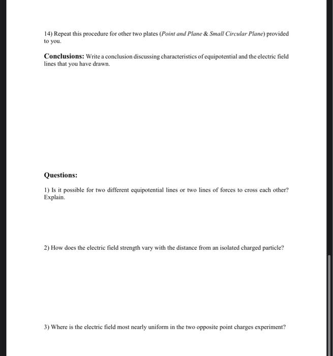 Solved Electric Field Mapping Objective To map the | Chegg.com