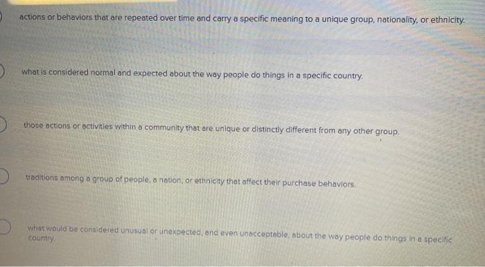 Solved Customs Are Actions Or Behaviors That Are Repeated Chegg Com