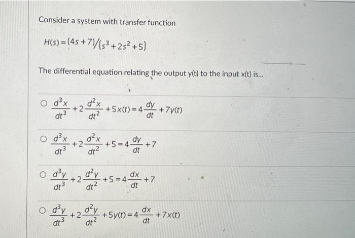 Solved Consider a system with transfer function | Chegg.com