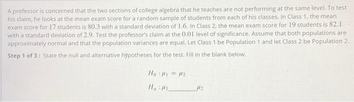 Solved A professor is concerned that the two sections of | Chegg.com