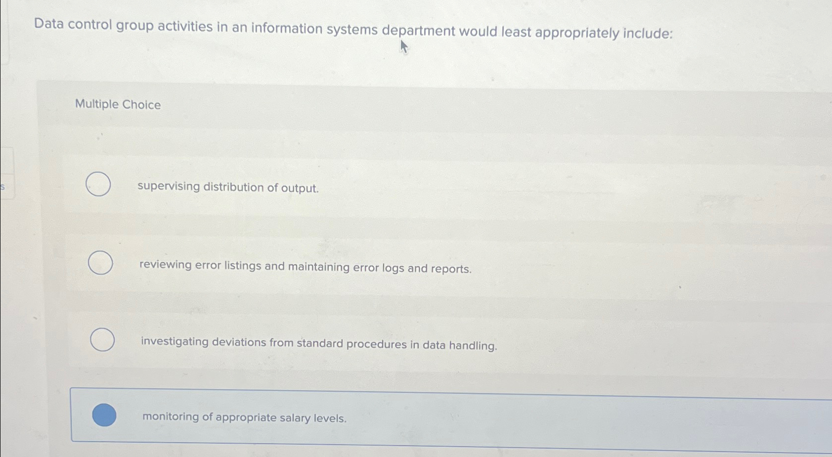 Solved Data Control Group Activities In An Information 