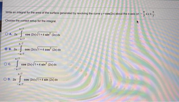 Solved Write An Integral For The Area Of The Surface Chegg Com