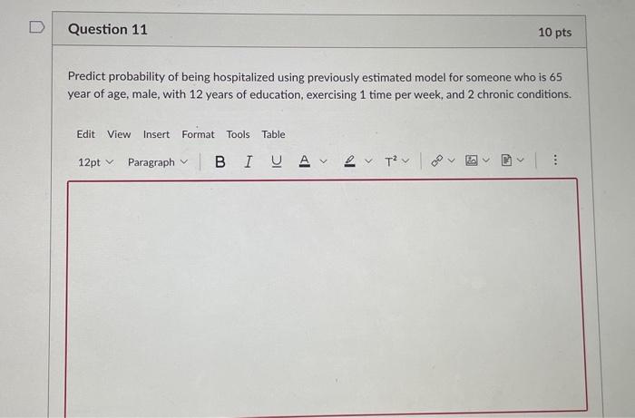 Solved Predict probability of being hospitalized using | Chegg.com