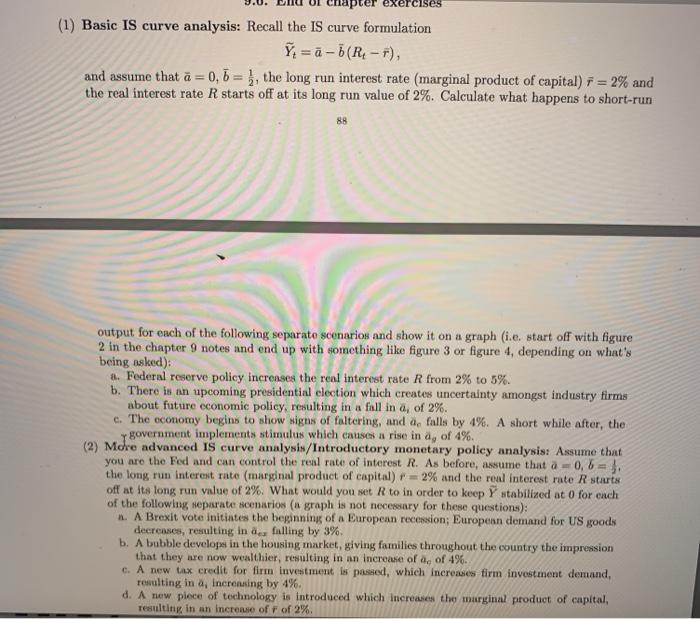 Solved xercises (1) Basic IS curve analysis: Recall the IS | Chegg.com