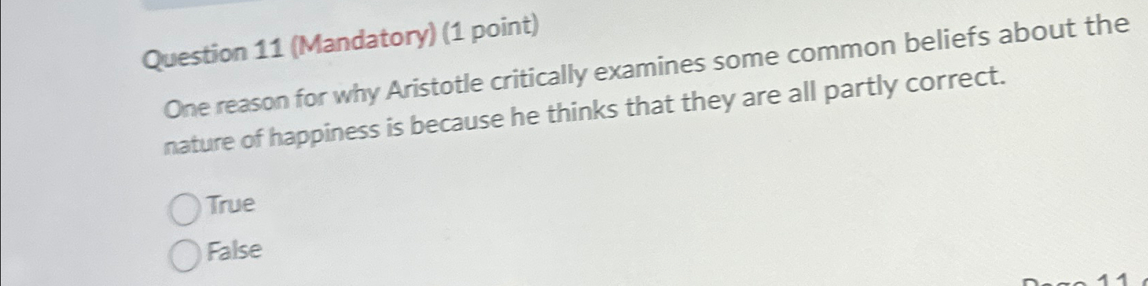Solved Question 11 (Mandatory) (1 ﻿point)One reason for why | Chegg.com
