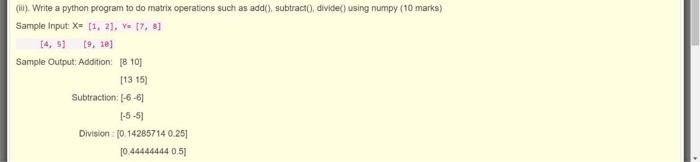 Solved (HU). Write a python program to do matrix operations | Chegg.com