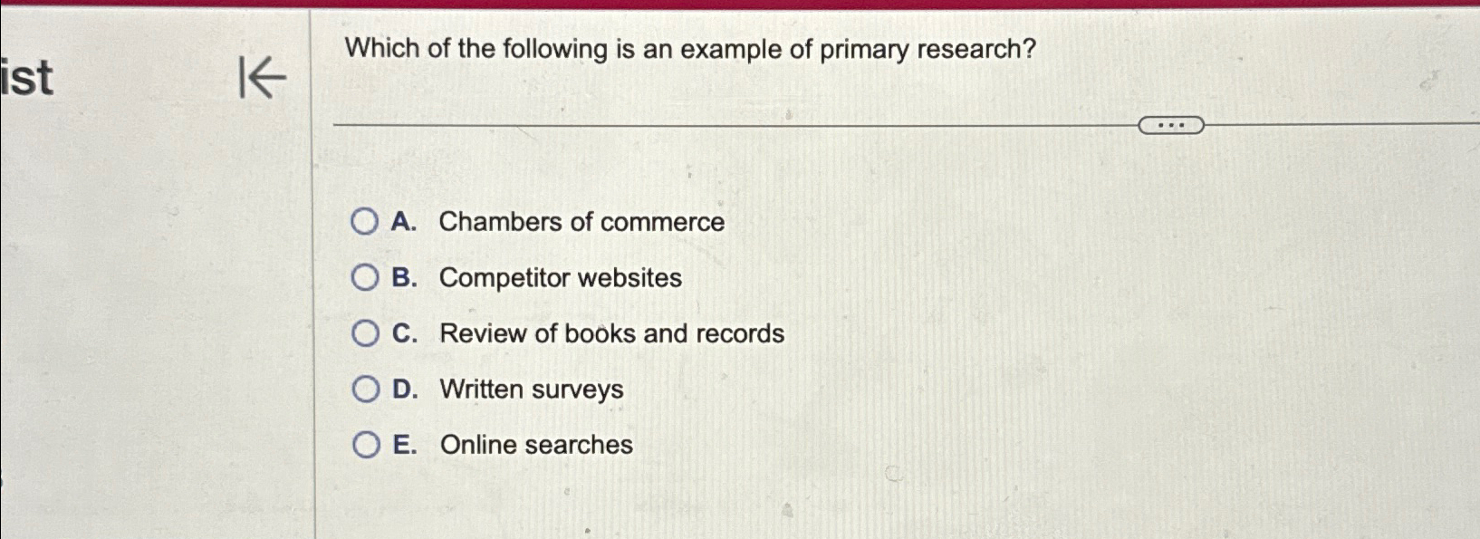 Solved Which of the following is an example of primary | Chegg.com