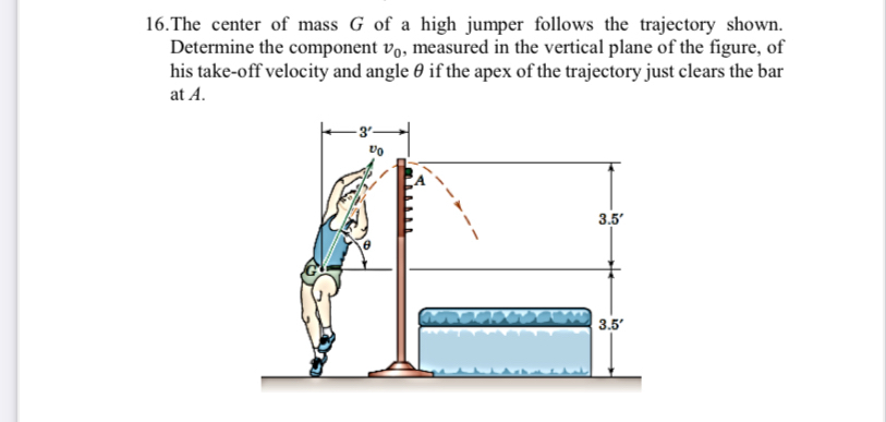 Solved The center of mass G ﻿of a high jumper follows the | Chegg.com