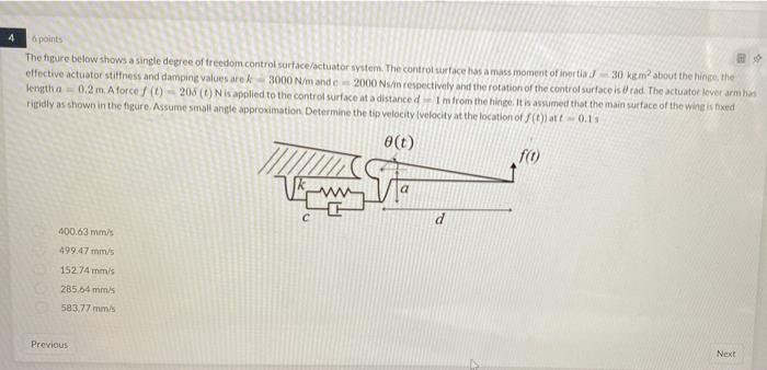 Solved 4 6 points The figure below shows a single degree of | Chegg.com