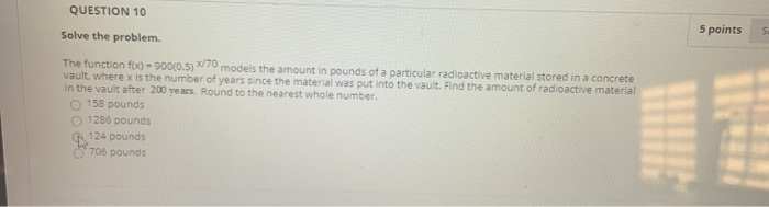 Solved QUESTION 10 5 points 5 Solve the problem. The | Chegg.com