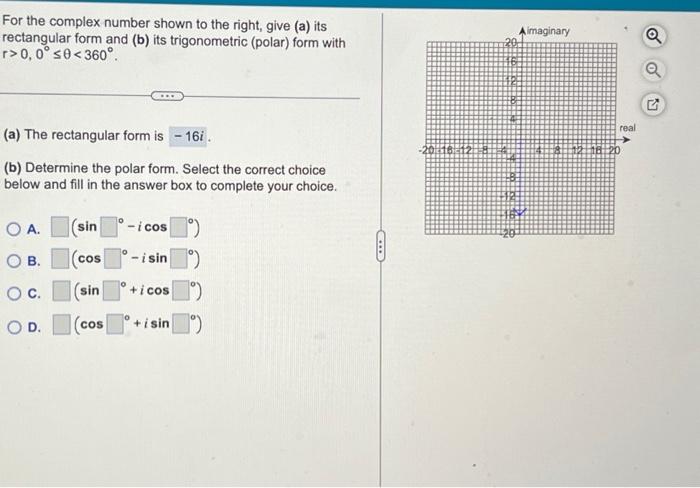 Solved For the complex number shown to the right, give (a) | Chegg.com