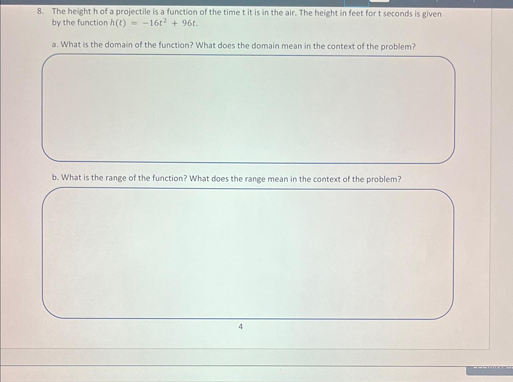 solved-the-height-h-of-a-projectile-is-a-function-of-the-chegg