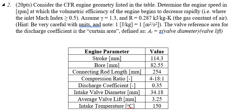 Solved 3. (20pts) ﻿Given the engine geometry shown in ﻿the | Chegg.com