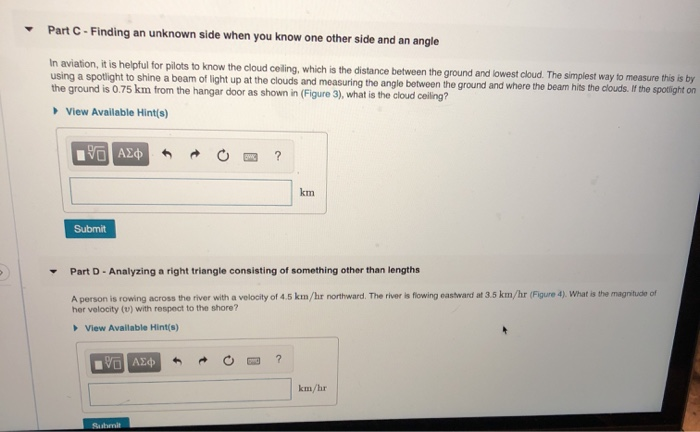 Solved Part Finding An Unknown Side When You Know One O