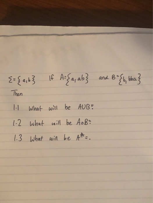 Solved {={a,b} If A:{a, Ab} And B={b, Boa} Then Il What Will | Chegg.com