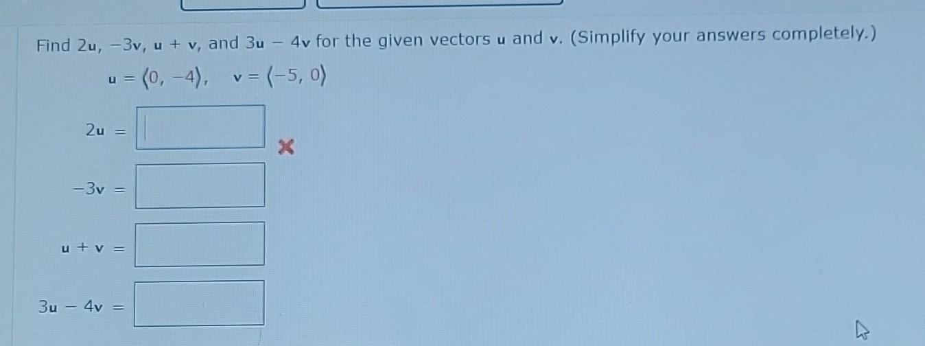 Solved Find 2u−3vuv And 3u−4v For The Given Vectors U 2335