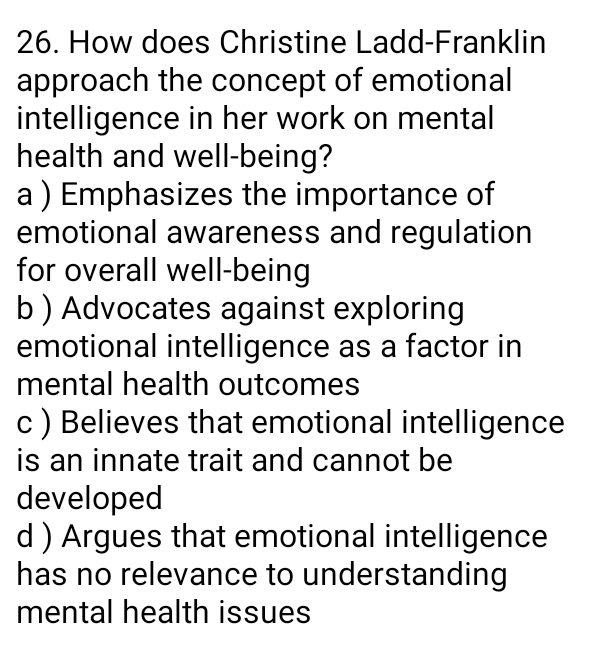 Solved How does Christine LaddFranklin approach the concept