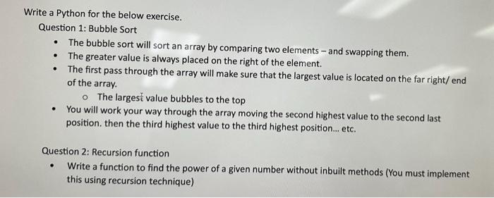 Solved Write a Python for the below exercise. Question 1: | Chegg.com