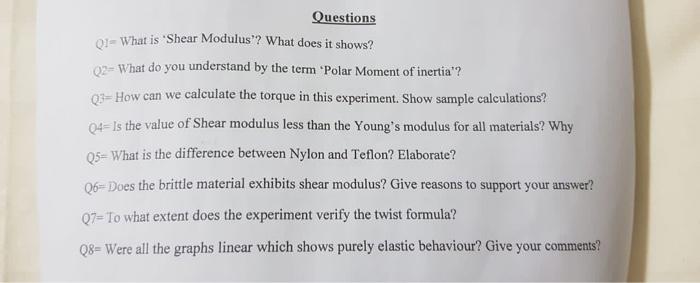 Solved Questions Q1- What is 'Shear Modulus'? What does it | Chegg.com