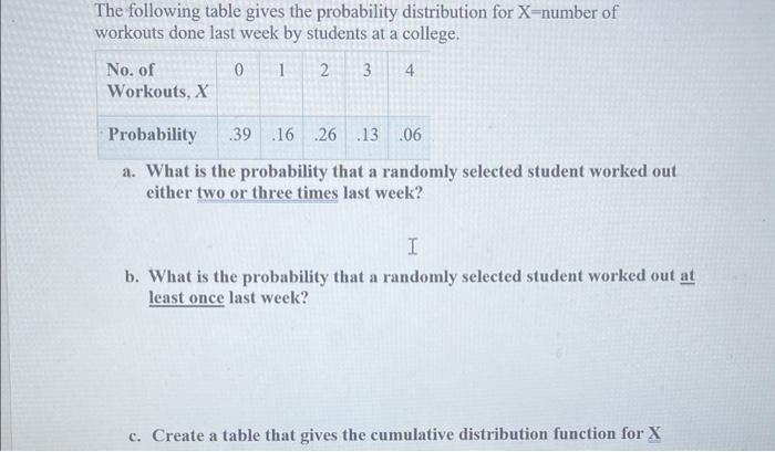 Solved The following table gives the probability | Chegg.com