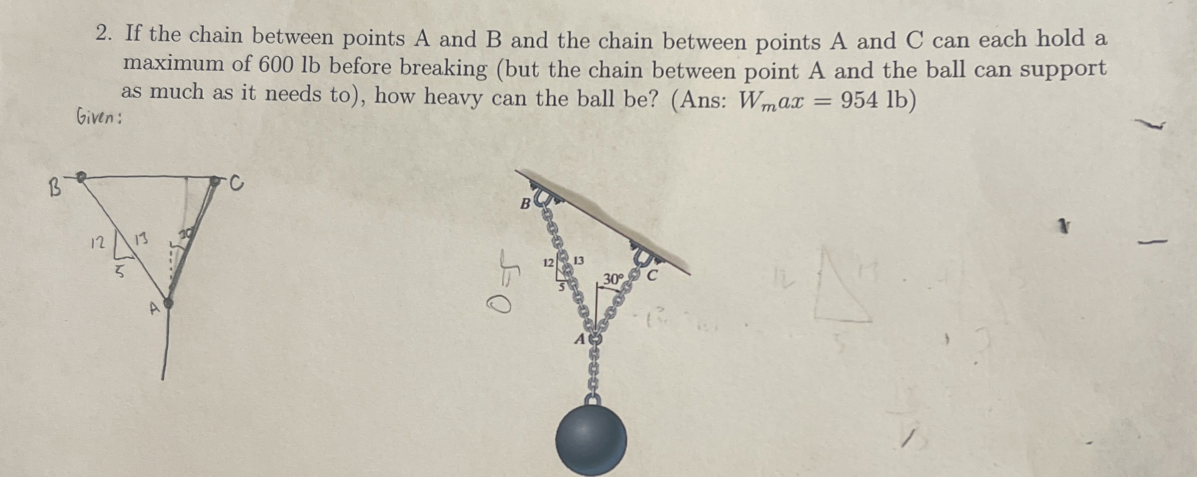 Solved If the chain between points A and B ﻿and the chain | Chegg.com