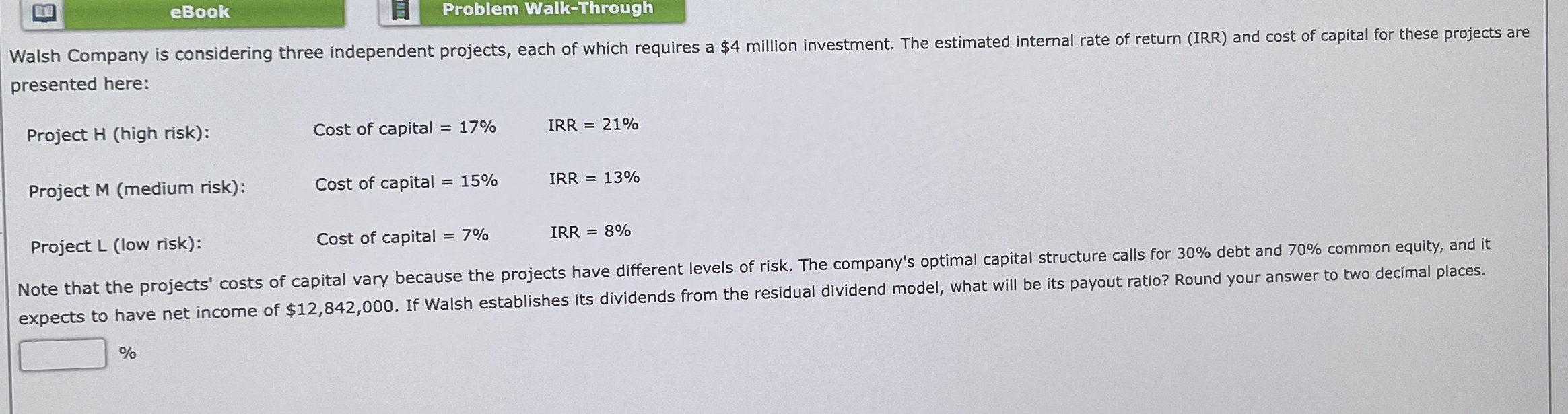 Solved EBookProblem Walk-ThroughWalsh Company Is Considering | Chegg.com