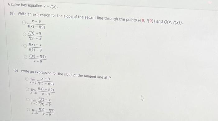 Solved Curve Has Equation Y F X A Write An Expression